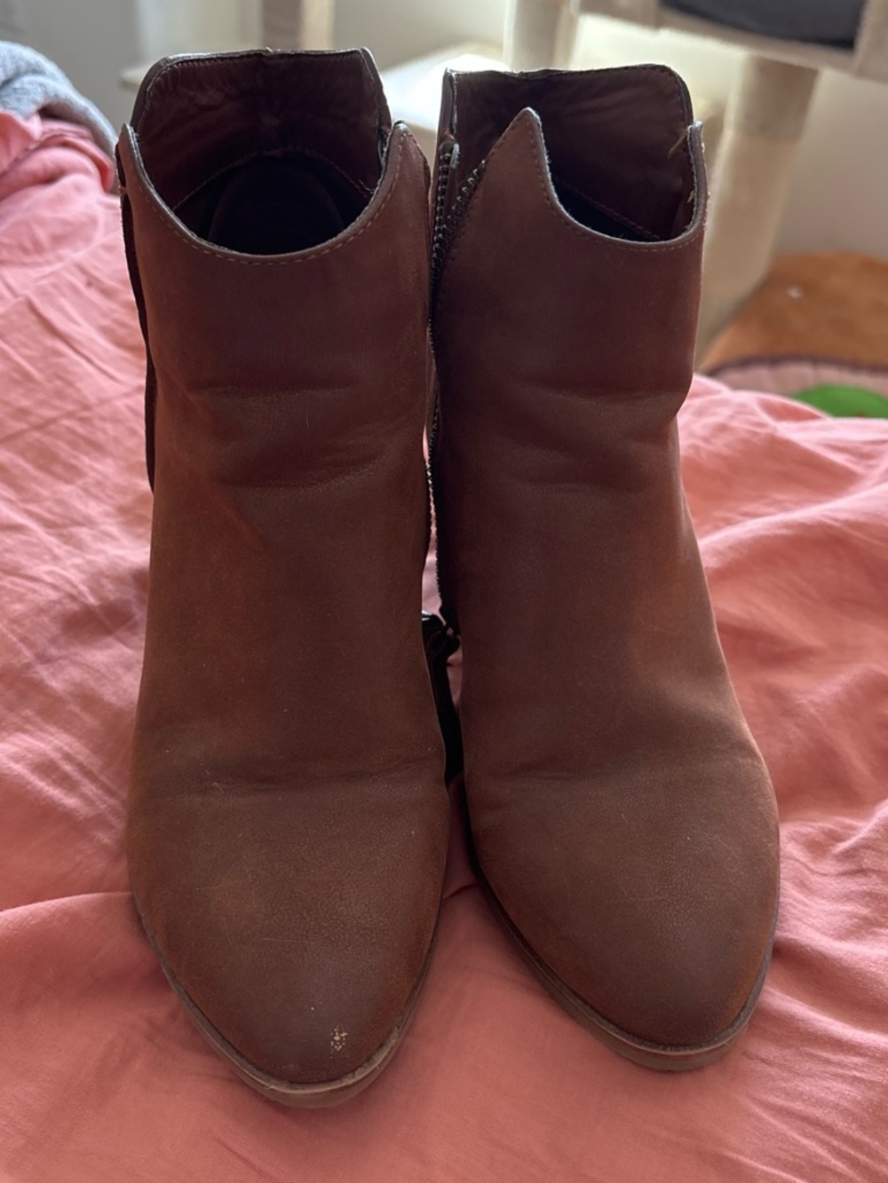 DSW Brown Suede Ankle Boots with Side Zip